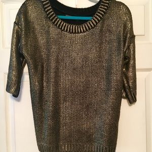 Metallic Black and Gold Sweater-NWOT